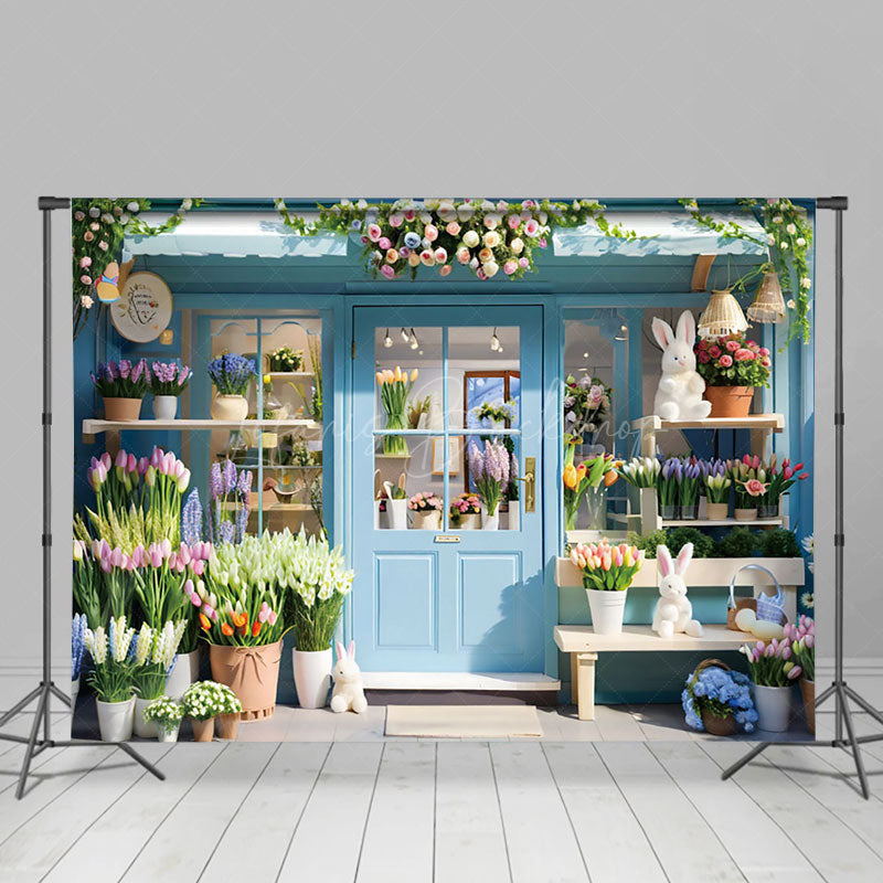 Lofaris Blue Greenhouse Floral Spring Photography Backdrop