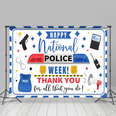 Lofaris Blue Happy National Police Week Thank You Backdrop