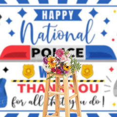 Lofaris Blue Happy National Police Week Thank You Backdrop