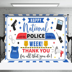 Lofaris Blue Happy National Police Week Thank You Backdrop