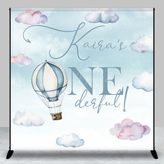 Lofaris Blue Hot Air Balloon Custom Name Onederful Backdrop