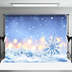 Lofaris Blue Ice Snowflake Light Bokeh Night Winter Backdrop