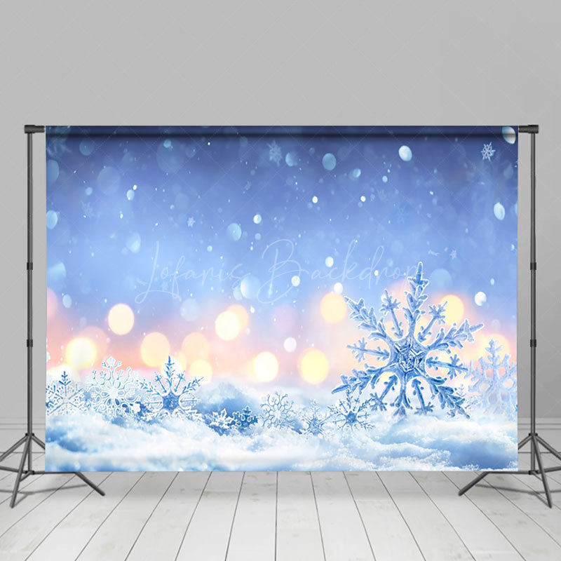 Lofaris Blue Ice Snowflake Light Bokeh Night Winter Backdrop