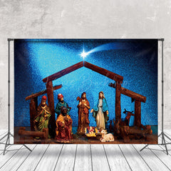 Lofaris Blue Light Sky Meteor Jesus Birth Christmas Backdrop