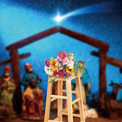 Lofaris Blue Light Sky Meteor Jesus Birth Christmas Backdrop