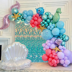 Lofaris Blue Little Mermaid Shining Panels Sequin Backdrop