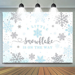 Lofaris Blue Little Snowflake Winter Baby Shower Backdrop