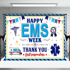 Lofaris Blue Medical Staff Happy EMS Week Thank You Backdrop