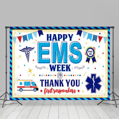 Lofaris Blue Medical Staff Happy EMS Week Thank You Backdrop