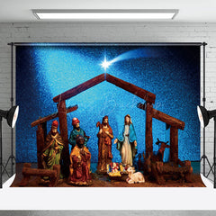 Lofaris Blue Night Holy Light Nativity Christmas Backdrop