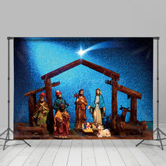 Lofaris Blue Night Holy Light Nativity Christmas Backdrop