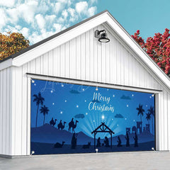 Lofaris Blue Night Jesus Pilgrimage Xmas Garage Door Banner