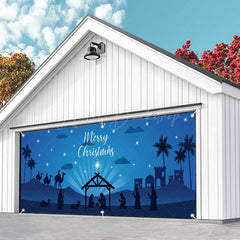 Lofaris Blue Night Jesus Pilgrimage Xmas Garage Door Banner