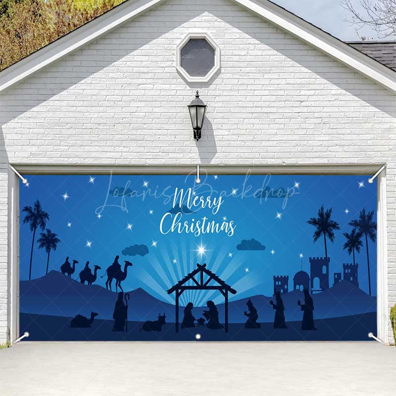 Lofaris Blue Night Jesus Pilgrimage Xmas Garage Door Banner