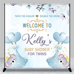 Lofaris Blue Night Koala Custom Twins Baby Shower Backdrop