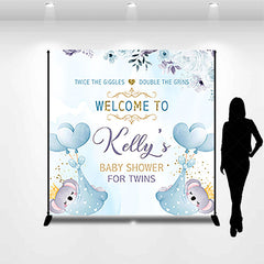 Lofaris Blue Night Koala Custom Twins Baby Shower Backdrop