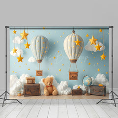 Lofaris Blue Night Stars Hot Air Balloon Cake Smash Backdrop