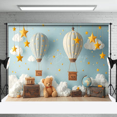 Lofaris Blue Night Stars Hot Air Balloon Cake Smash Backdrop