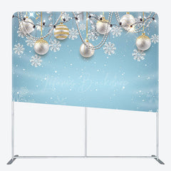 Lofaris Blue Pearl Ball Christmas Square Arch Fabric Backdrop