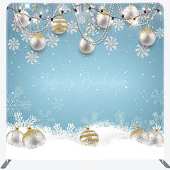 Lofaris Blue Pearl Ball Christmas Square Arch Fabric Backdrop