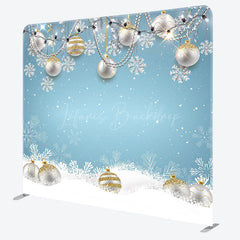 Lofaris Blue Pearl Ball Christmas Square Arch Fabric Backdrop