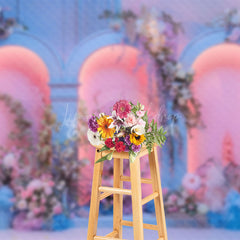 Lofaris Blue Pink Romantic Arch Floral Wedding Photo Backdrop