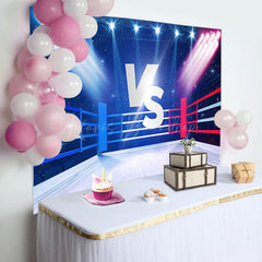 Lofaris Blue Red Boxing Ring Sport Baby Shower Backdrop