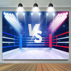 Lofaris Blue Red Boxing Ring Sport Baby Shower Backdrop