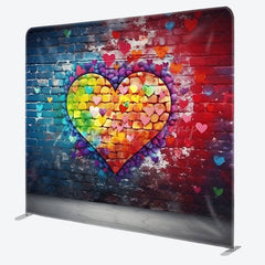 Lofaris Blue Red Bricks Wall Heart Pillow Cover Backdrop