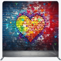 Lofaris Blue Red Bricks Wall Heart Pillow Cover Backdrop