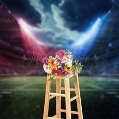 Lofaris Blue Red Spotlight Sports Stadium Party Backdrop