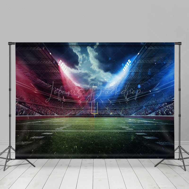 Lofaris Blue Red Spotlight Sports Stadium Party Backdrop