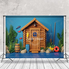 Lofaris Blue River Wooden House Fishing Cake Smash Backdrop