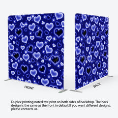 Lofaris Blue Romantic Hearts Sparkle Square Tension Backdrop