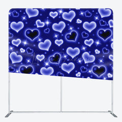 Lofaris Blue Romantic Hearts Sparkle Square Tension Backdrop