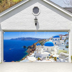 Lofaris Blue Sea Sky Romantic Island City Garage Door Banner