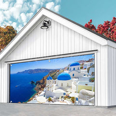 Lofaris Blue Sea Sky Romantic Island City Garage Door Banner