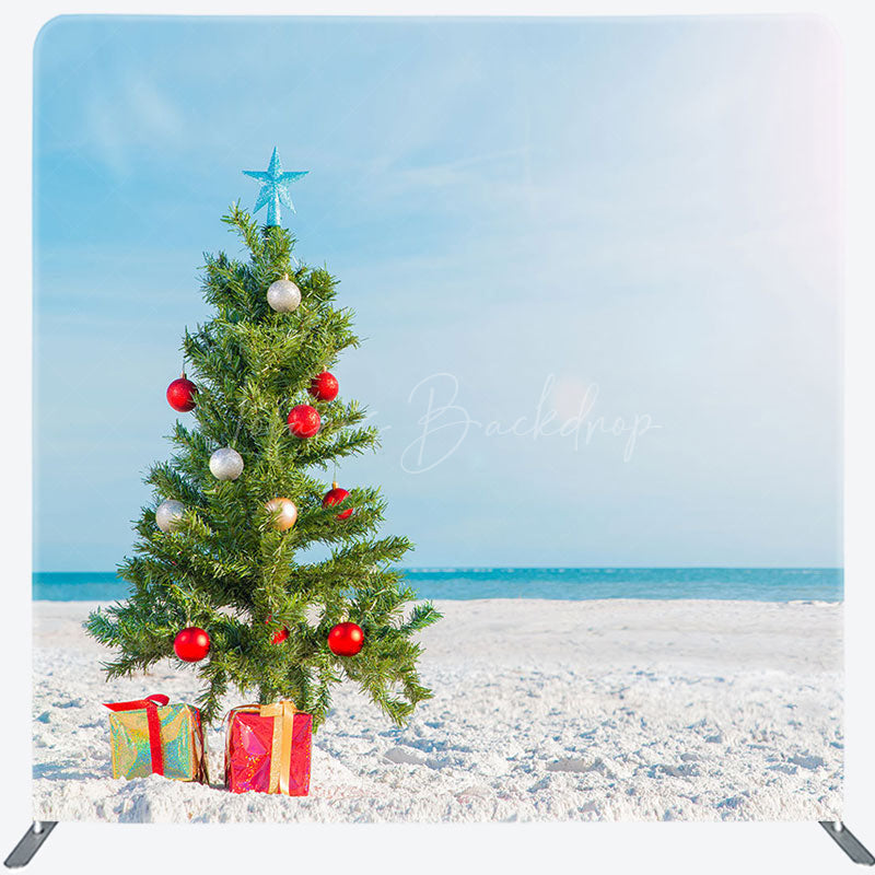 Lofaris Blue Sky Beach Christmas In July Pillow Case Backdrop