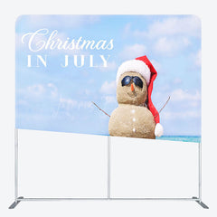 Lofaris Blue Sky Beach Xmas In July Tension Fabric Backdrop