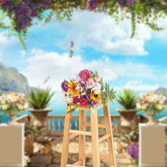 Lofaris Blue Sky Cloud Beach Wonderland Spring Photo Backdrop