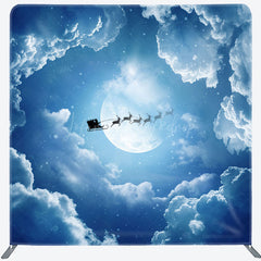 Lofaris Blue Sky Cloud Elk Sleigh Xmas Pillow Case Backdrop