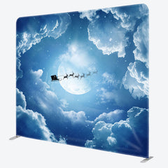 Lofaris Blue Sky Cloud Elk Sleigh Xmas Pillow Case Backdrop