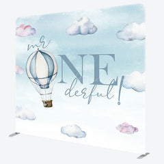 Lofaris Blue Sky Clouds Onederful Birthday Square Backdrop