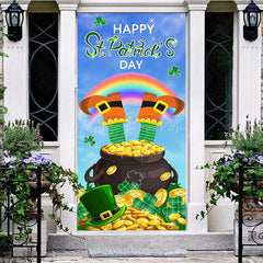 Lofaris Blue Sky Clover Gold Happy St Patricks Day Backdrop