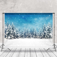 Lofaris Blue Sky Fantasy Snowy Pine Forest Winter Backdrop