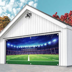 Lofaris Blue Sky Floodlit Grass Goal Garage Door Banner