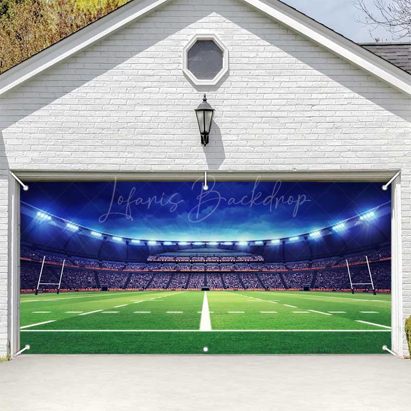 Lofaris Blue Sky Floodlit Grass Goal Garage Door Banner