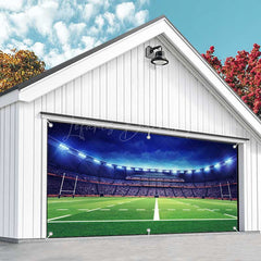 Lofaris Blue Sky Floodlit Grass Goal Garage Door Banner