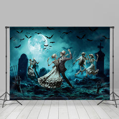 Lofaris Blue Sky Night Skeleton Grave Halloween Backdrop