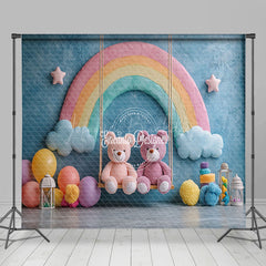 Lofaris Blue Sky Rainbow Colorful Balloons Room Set Backdrop